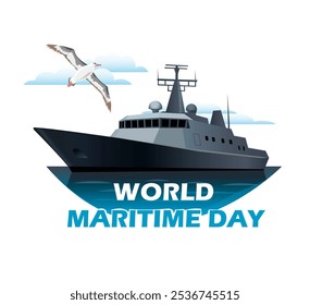 Holidays. World Maritime Day poster. Art illustration - Powered by Shutterstock