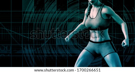 Similar – One young middle age athletic woman at crossfit training, exercising with trx suspension fitness straps over dark background, front view, looking up