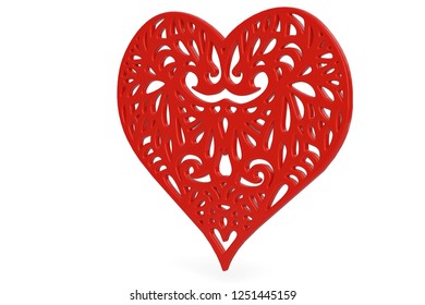 Hollow heart shape isolated on white background 3D illustration.