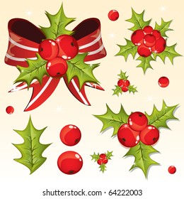 Holly Berry Design Elements Vector Stock Vector (Royalty Free) 64562848