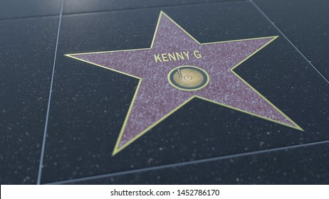 Hollywood Walk Of Fame Star With KENNY G Inscription. Editorial 3D Rendering