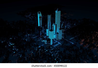 Hologram Futuristic 3d City Neon Light