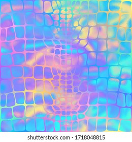 Holographic Animal Print On Gradient Background - Cute Holographic Animal Print Pattern On Bright Neon Gradient Background