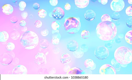 Holographic Bubbles 3d Illustration Abstract Background Stock Illustration 1038865180