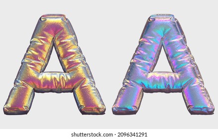 Holographic Glitter Alphabet. Letter A. 3d Rendering.