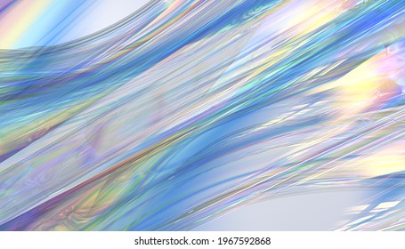 Holographic gradient glass and dispersion iridescent effect    Vivid abstract background 3d rendering 