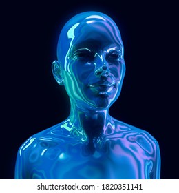 Holographic Human Bust Robotic Head Made Stock Illustration 1820351141