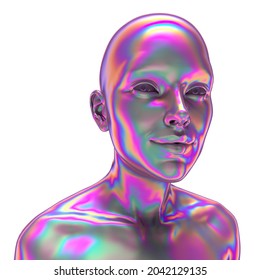 Holographic Human Bust Robotic Head Made Stock Illustration 2042129135