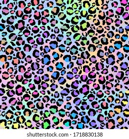 Holographic Leopard Print Gradient Background    Cute holographic leopard spots pattern bright neon gradient background