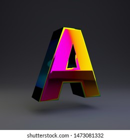 Holographic Letter Uppercase Isolated On Black Stock Illustration ...