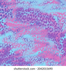 Holographic Pastel Seamless Leopard Print Patterns 12"x 12" at 300dpi Realistic holographic texture