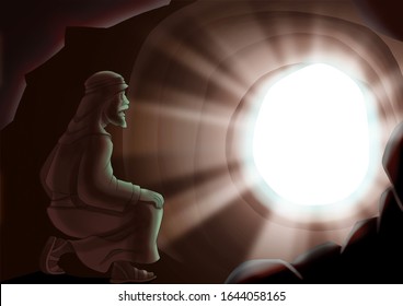 Holy Prophet Elijah in a cave