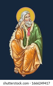 Holy Prophet Elijah. Illustration in Byzantine style