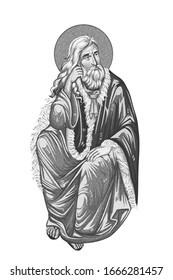 Holy Prophet Elijah. Illustration sketch in Byzantine style