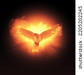Holy Spirit Ghost Baptism Dove with Fire Explosion Particles
