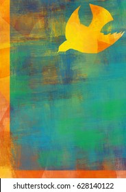 Holy Spirit, Pentecost Or Confirmation Symbol With A Dove. Abstract Modern Religious Digital Illustration Background