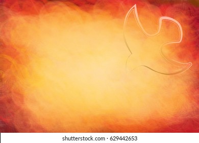 Holy Spirit, Pentecost Or Confirmation Symbol With A Dove, And Bursting Rays Of Flames Or Fire. Abstract Modern Religious Digital Illustration Background