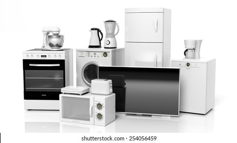 Home Appliances Isolated On White Background