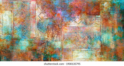 Home Decorative Creative  3D Grunge Background Abstract Art Design Texture Use Wall Tile Or Wall Paper.