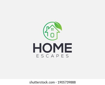 Home Escape Logo, Green House Logo