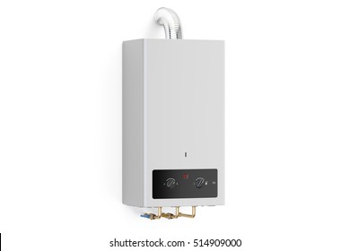 Home Gas Boiler, Water Heater. 3D Rendering Isolated On White Background