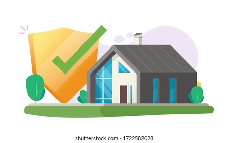 Home Insurance Security Protection Care Or Safe House Property Building Insured And Shield Coverage Warranty Flat, Estate Risk Guard, Guaranty Allowance Safeguard Defense Concept Modern Image