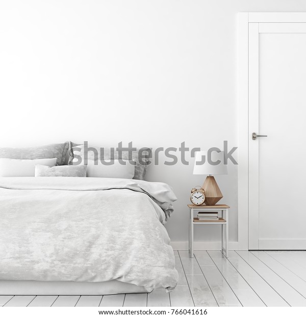 Home Interior Wall Mock Unmade Bed Stock Illustration 766041616