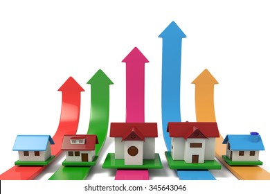 Home on the arrow, the concept of real estate appreciation. - Powered by Shutterstock