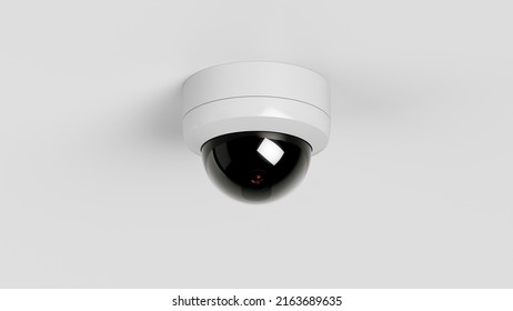 Home Or Outdoor Security Camera Isolated On White Wall Or Ceiling. Video Surveillance System. 3d Render