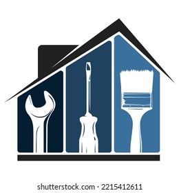 Home repair and service. Construction and repair tool and house symbol - Powered by Shutterstock