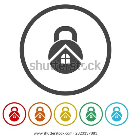  Home Security Logo Template. Set icons in color circle buttons