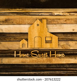 Home Silhouette Sign On Wooden Planks Stock Illustration 207613222 ...