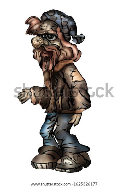 Homeless Unemployed Hairy Bearded Man Dirty Stock Illustration ...