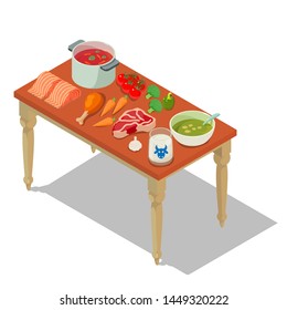 Homemade Food Concept Banner. Isometric Banner Of Homemade Food Concept For Web, Giftcard And Postcard