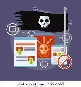 Homepage of pirate sites with flag concept. Can be used for web banners, marketing and promotional materials, presentation templates. Raster version
