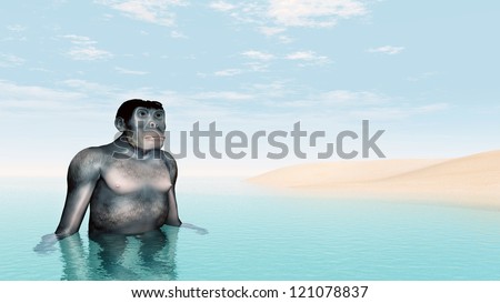 Homo Habilis - Human Evolution Computer generated 3D illustration