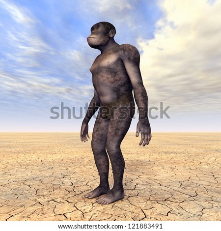 Homo Habilis - Human Evolution Computer generated 3D illustration