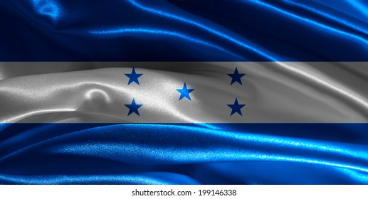 Honduran Flag Fabric With Waves