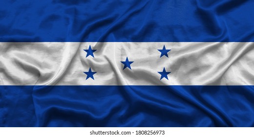Honduras national flag background with fabric texture. Flag of Honduras waving in the wind. 3D illustration.