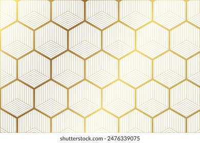 Honey bee comp Golden Seamless hexagon pattern with gold strip line 