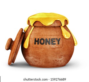 Honey In A Pot Isolated On White