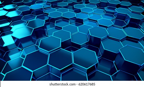 Honeycomb Blue Background Technology 