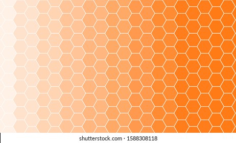 Honeycomb Grid tile random background Hexagonal cell texture  in color orange and white gradient 