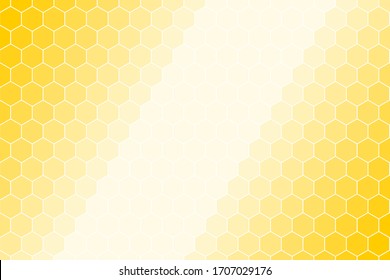 Honeycomb honey Grid tiled for background Hexagonal cell texture  in color yellow gold and white border gradient 