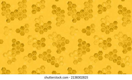 Honeycomb in a special illustration in golden yellow shades for a natural dessert and for the traditional holiday meal of the Jewish New Year