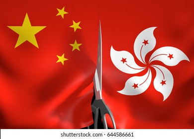 Hong Kong Independence And Secession From One China Policy Concept, 3D Rendering