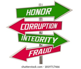 Honor Vs Corruption Integrity Over Fraud Arrow Signs Best Reputation Character Traits 3d Illustration
