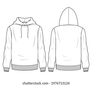 Hoodie Fashion Technical Drawing Flat Sketches Stock Illustration ...