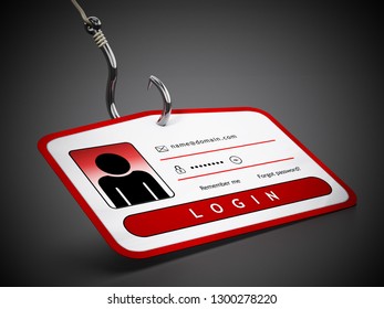 Hook On ID Card With Login Credentials. 3D Illustration.