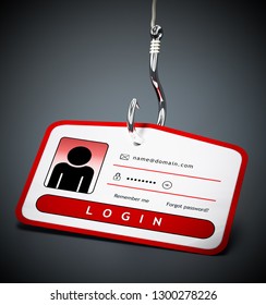 Hook On ID Card With Login Credentials. 3D Illustration.